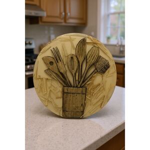 Vintage Lucite Resin Round Kitchen Trivet Gold Brown 60s 70s Kitchen Utensils